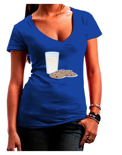 Milk and Cookies Design Juniors V-Neck Dark T-Shirt-Womens V-Neck T-Shirts-TooLoud-Royal-Blue-Juniors Fitted Small-Davson Sales