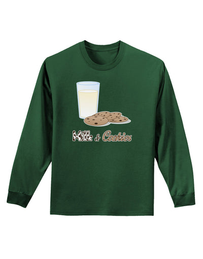 Milk and Cookies Design Text Adult Long Sleeve Dark T-Shirt-TooLoud-Dark-Green-Small-Davson Sales