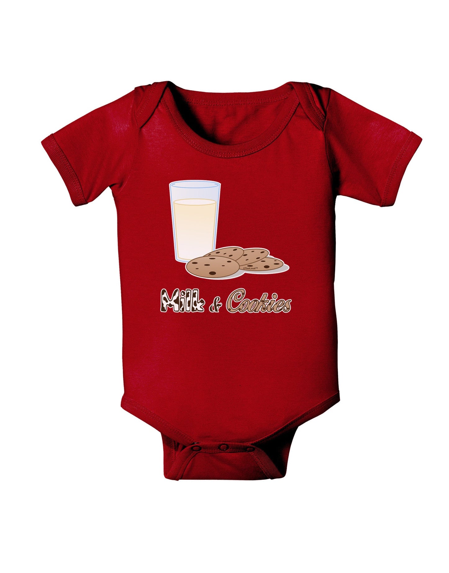 Milk and Cookies Design Text Baby Romper Bodysuit Dark-Baby Romper-TooLoud-Red-06-Months-Davson Sales