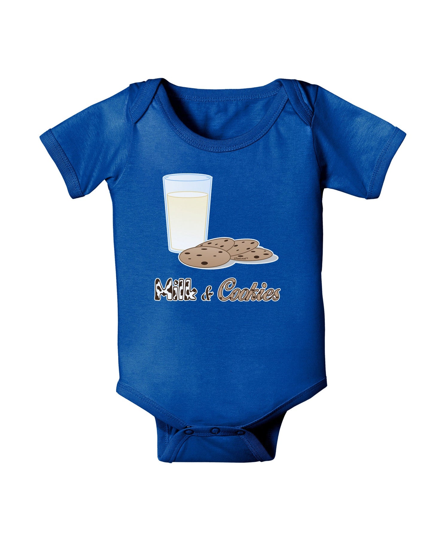 Milk and Cookies Design Text Baby Romper Bodysuit Dark-Baby Romper-TooLoud-Royal-Blue-06-Months-Davson Sales