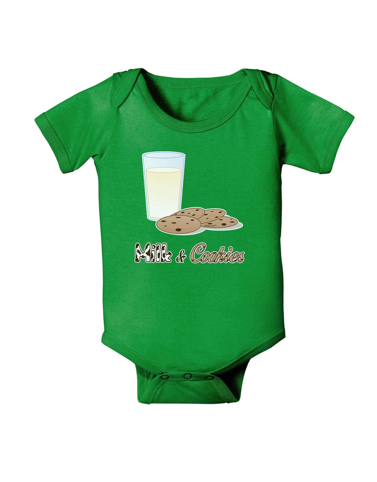 Milk and Cookies Design Text Baby Romper Bodysuit Dark-Baby Romper-TooLoud-Clover-Green-06-Months-Davson Sales
