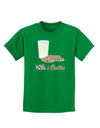 Milk and Cookies Design Text Childrens Dark T-Shirt-Childrens T-Shirt-TooLoud-Kelly-Green-X-Small-Davson Sales