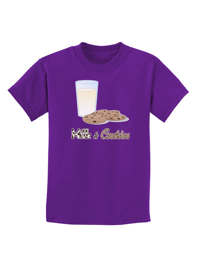 Milk and Cookies Design Text Childrens Dark T-Shirt-Childrens T-Shirt-TooLoud-Purple-X-Small-Davson Sales