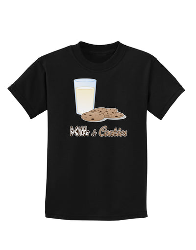 Milk and Cookies Design Text Childrens Dark T-Shirt-Childrens T-Shirt-TooLoud-Black-X-Small-Davson Sales