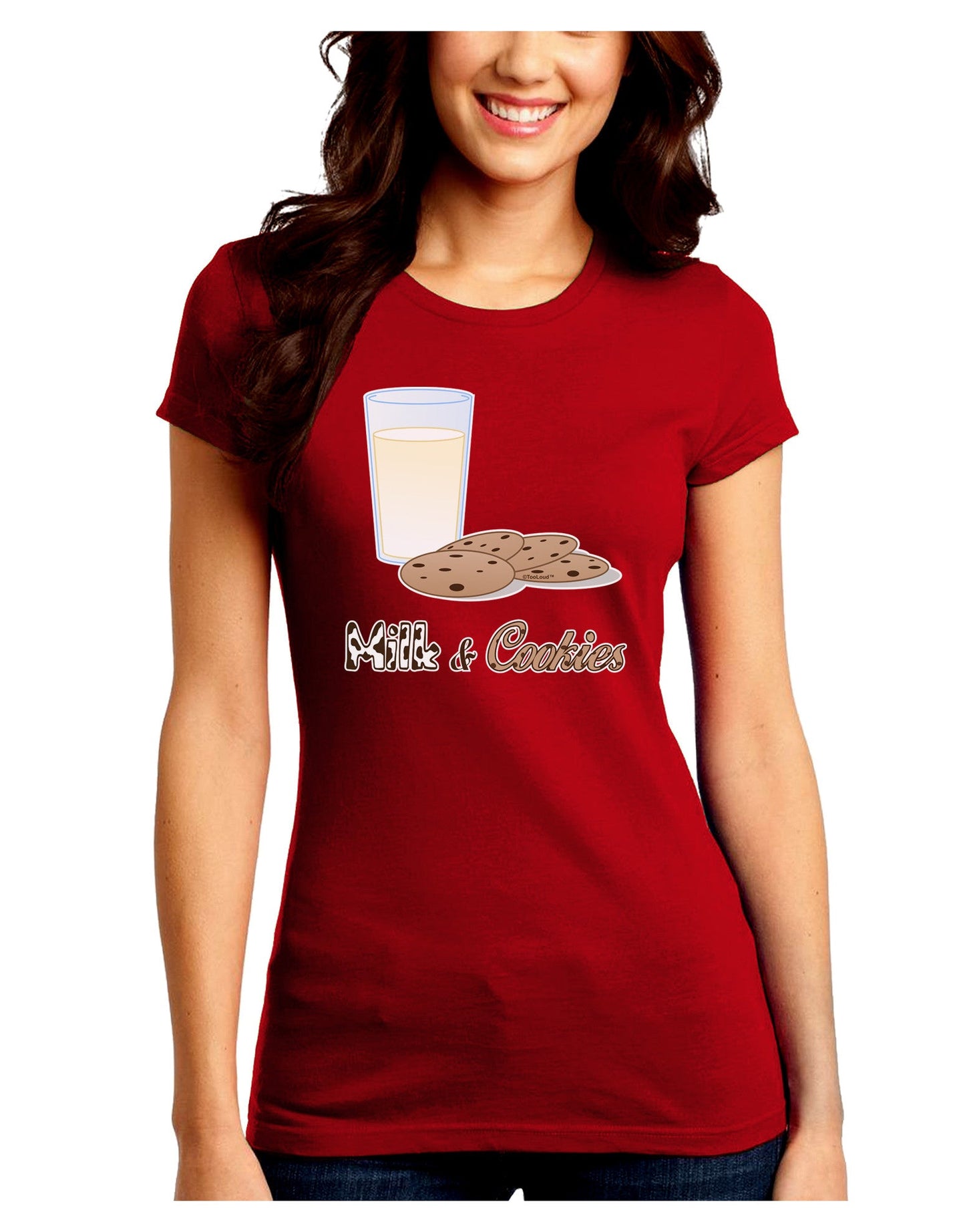 Milk and Cookies Design Text Juniors Crew Dark T-Shirt-T-Shirts Juniors Tops-TooLoud-Red-Juniors Fitted Small-Davson Sales