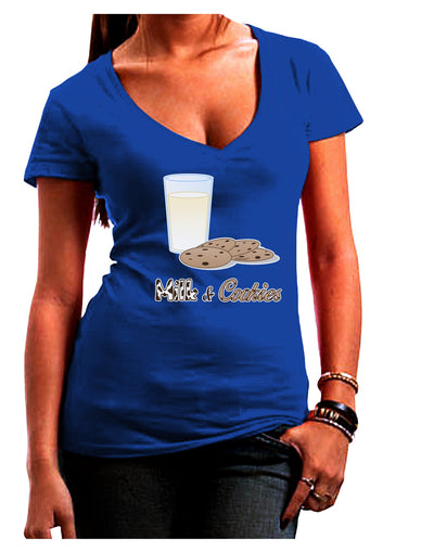 Milk and Cookies Design Text Juniors V-Neck Dark T-Shirt-Womens V-Neck T-Shirts-TooLoud-Royal-Blue-Juniors Fitted Small-Davson Sales