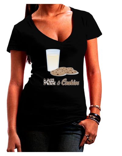 Milk and Cookies Design Text Juniors V-Neck Dark T-Shirt-Womens V-Neck T-Shirts-TooLoud-Black-Juniors Fitted Small-Davson Sales