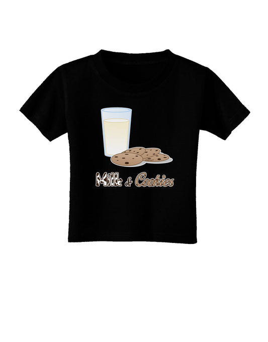 Milk and Cookies Design Text Toddler T-Shirt Dark-Toddler T-Shirt-TooLoud-Black-2T-Davson Sales