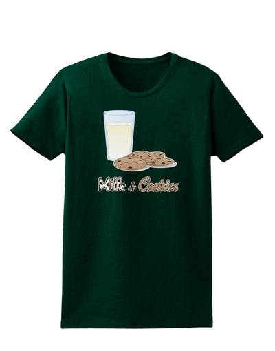 Milk and Cookies Design Text Womens Dark T-Shirt-Womens T-Shirt-TooLoud-Forest-Green-Small-Davson Sales