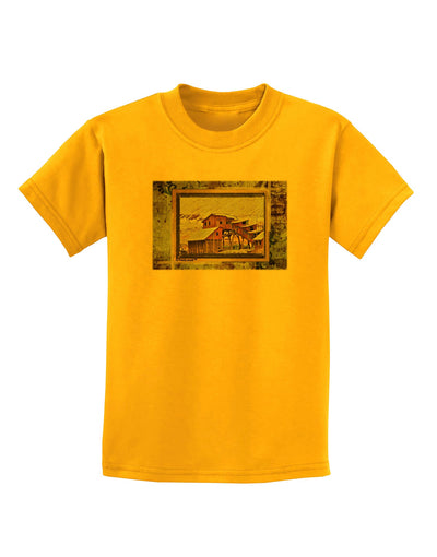 Mine Scene Colorado Childrens T-Shirt-Childrens T-Shirt-TooLoud-Gold-X-Small-Davson Sales