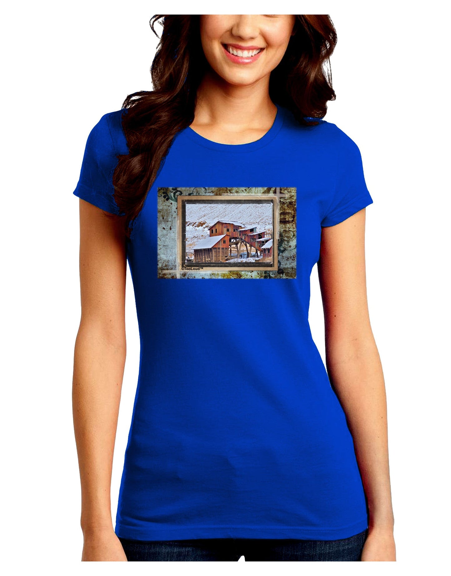 Mine Scene Colorado Juniors Petite Crew Dark T-Shirt-T-Shirts Juniors Tops-TooLoud-Royal-Blue-Juniors Fitted Small-Davson Sales