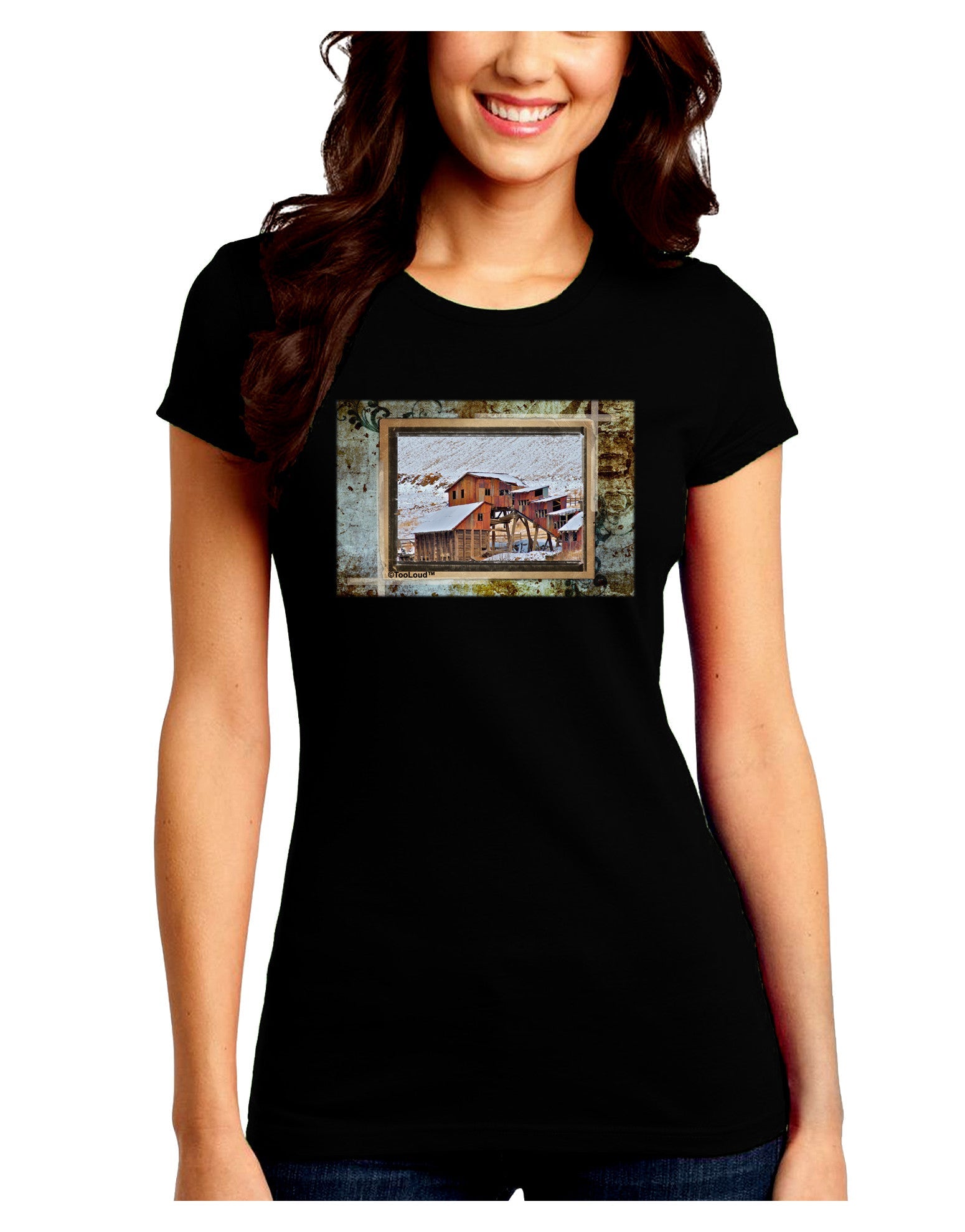 Mine Scene Colorado Juniors Petite Crew Dark T-Shirt-T-Shirts Juniors Tops-TooLoud-Black-Juniors Fitted Small-Davson Sales