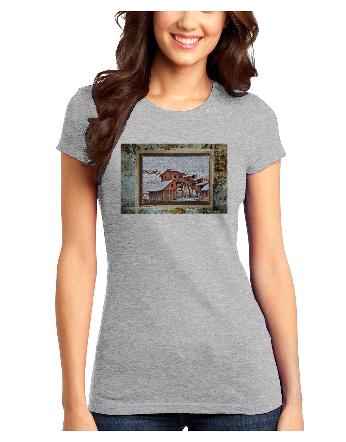 Mine Scene Colorado Juniors Petite T-Shirt-T-Shirts Juniors Tops-TooLoud-Ash-Gray-Juniors Fitted X-Small-Davson Sales
