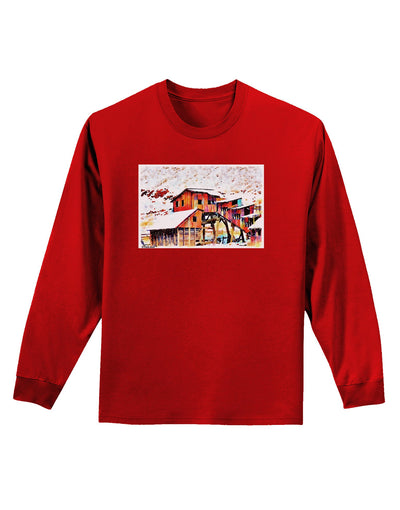 Mine Scene Colorado Watercolor Adult Long Sleeve Dark T-Shirt-TooLoud-Red-Small-Davson Sales