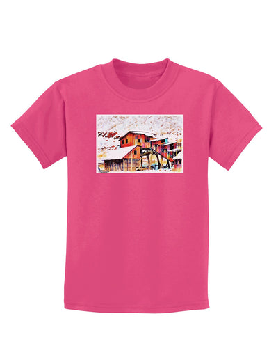 Mine Scene Colorado Watercolor Childrens Dark T-Shirt-Childrens T-Shirt-TooLoud-Sangria-X-Small-Davson Sales