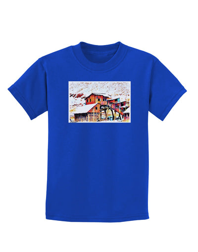 Mine Scene Colorado Watercolor Childrens Dark T-Shirt-Childrens T-Shirt-TooLoud-Royal-Blue-X-Small-Davson Sales