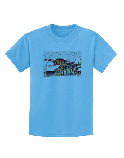 Mine Scene Colorado Watercolor Childrens T-Shirt-Childrens T-Shirt-TooLoud-Aquatic-Blue-X-Small-Davson Sales