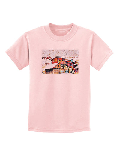 Mine Scene Colorado Watercolor Childrens T-Shirt-Childrens T-Shirt-TooLoud-PalePink-X-Small-Davson Sales