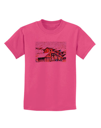 Mine Scene Colorado Watercolor Childrens T-Shirt-Childrens T-Shirt-TooLoud-Sangria-X-Small-Davson Sales