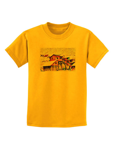 Mine Scene Colorado Watercolor Childrens T-Shirt-Childrens T-Shirt-TooLoud-Gold-X-Small-Davson Sales