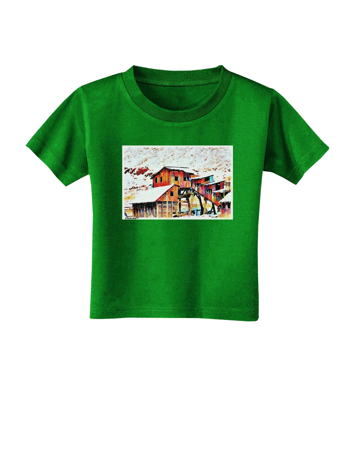 Mine Scene Colorado Watercolor Toddler T-Shirt Dark-Toddler T-Shirt-TooLoud-Clover-Green-2T-Davson Sales