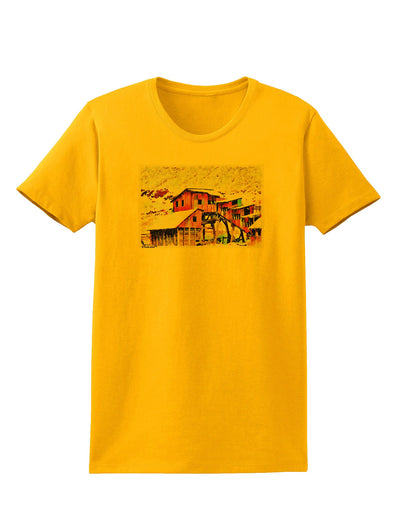 Mine Scene Colorado Watercolor Womens T-Shirt-Womens T-Shirt-TooLoud-Gold-X-Small-Davson Sales