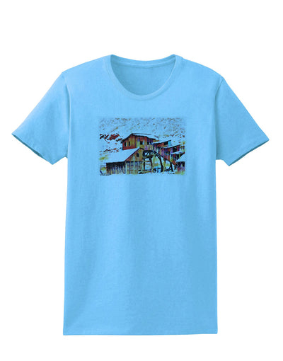 Mine Scene Colorado Watercolor Womens T-Shirt-Womens T-Shirt-TooLoud-Aquatic-Blue-X-Small-Davson Sales