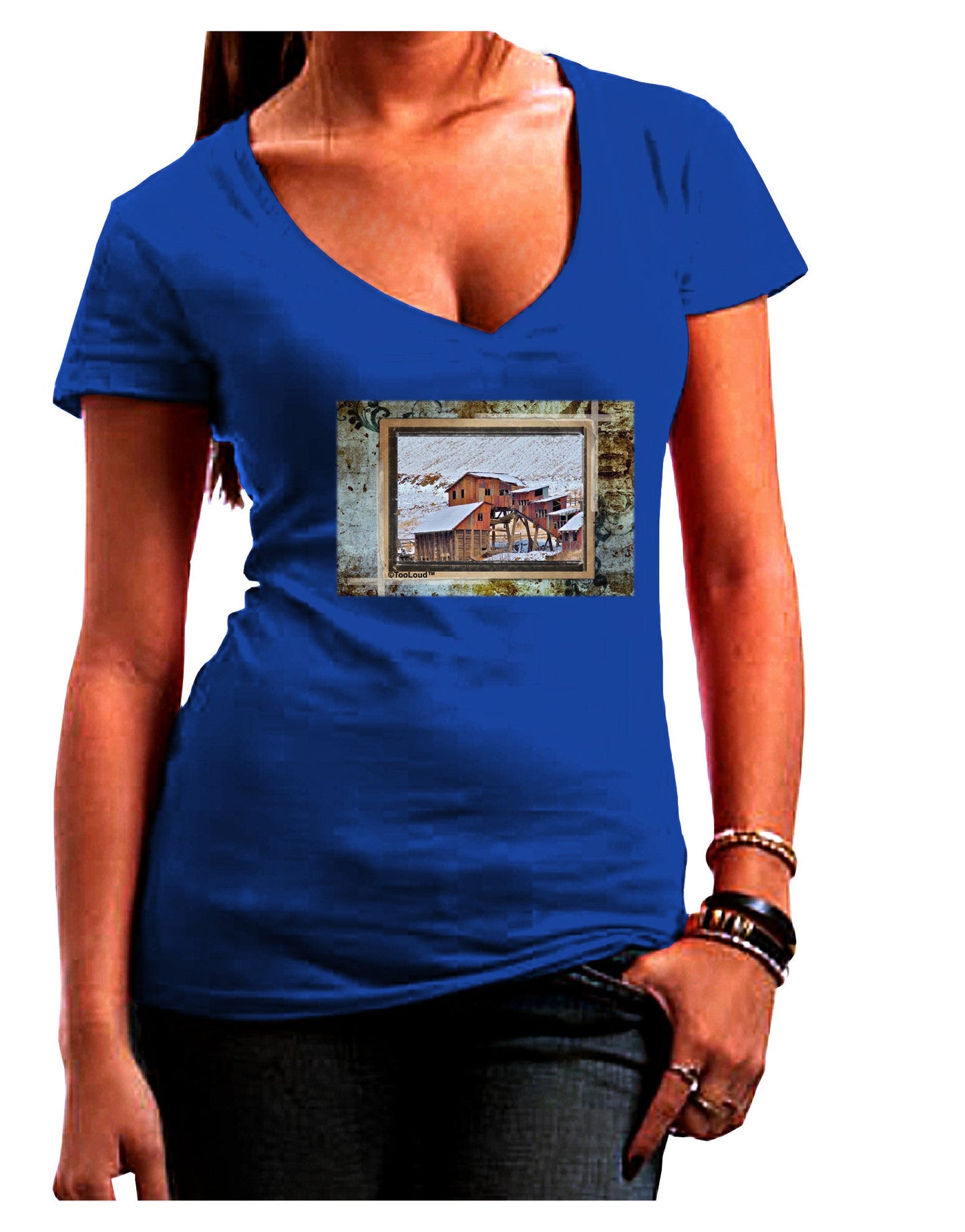 Mine Scene Colorado Womens V-Neck Dark T-Shirt-Womens V-Neck T-Shirts-TooLoud-Royal-Blue-Juniors Fitted Small-Davson Sales