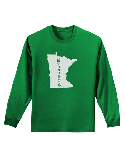 Minnesota - United States Shape Adult Long Sleeve Dark T-Shirt-TooLoud-Kelly-Green-Small-Davson Sales