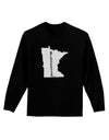 Minnesota - United States Shape Adult Long Sleeve Dark T-Shirt-TooLoud-Black-Small-Davson Sales