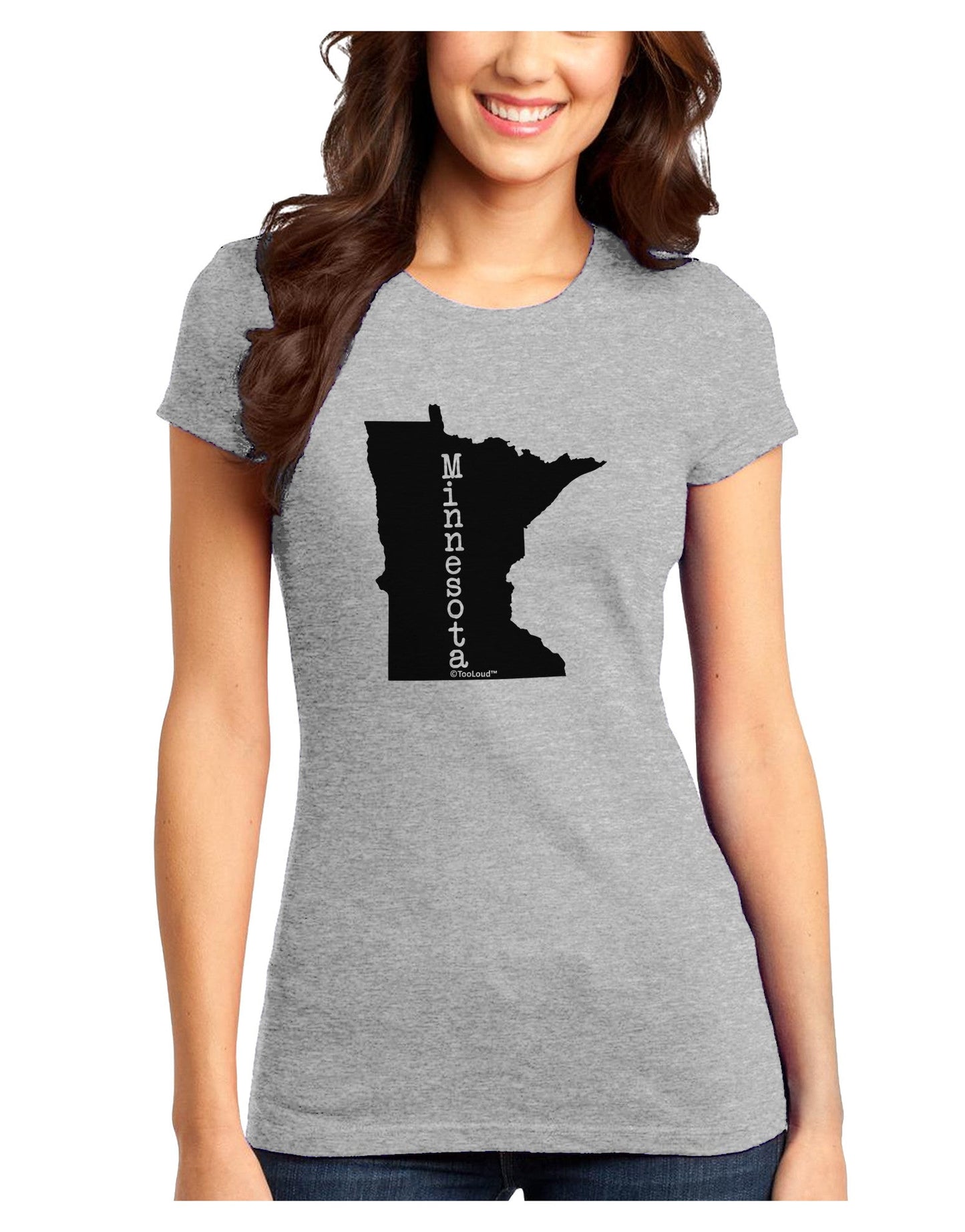 Minnesota - United States Shape Juniors T-Shirt-Womens Juniors T-Shirt-TooLoud-Ash-Gray-Juniors Fitted X-Small-Davson Sales
