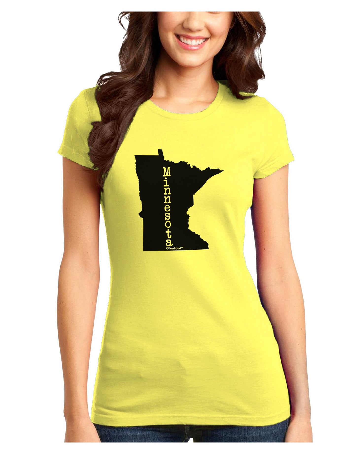 Minnesota - United States Shape Juniors T-Shirt-Womens Juniors T-Shirt-TooLoud-Yellow-Juniors Fitted X-Small-Davson Sales