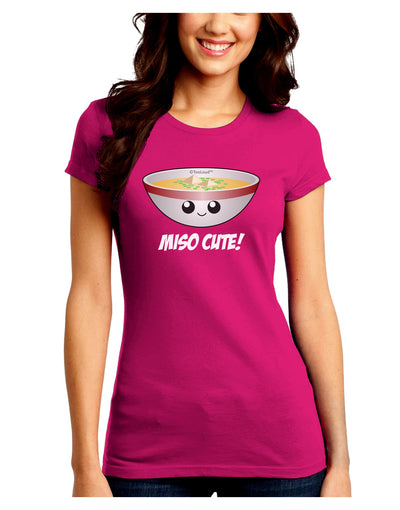 Miso Cute - Cute Miso Soup Bowl Juniors Crew Dark T-Shirt by TooLoud-T-Shirts Juniors Tops-TooLoud-Hot-Pink-Juniors Fitted Small-Davson Sales