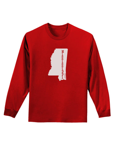 Mississippi - United States Shape Adult Long Sleeve Dark T-Shirt-TooLoud-Red-Small-Davson Sales