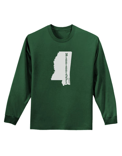 Mississippi - United States Shape Adult Long Sleeve Dark T-Shirt-TooLoud-Dark-Green-Small-Davson Sales