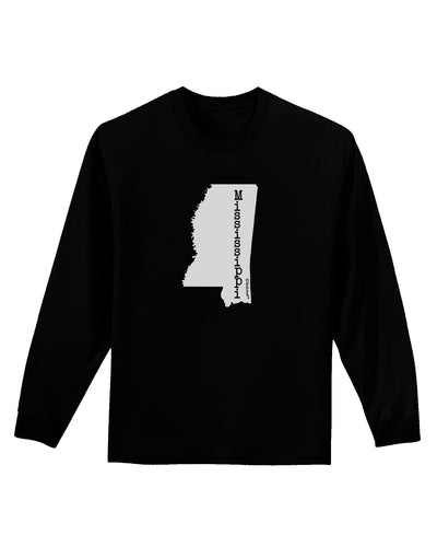 Mississippi - United States Shape Adult Long Sleeve Dark T-Shirt-TooLoud-Black-Small-Davson Sales