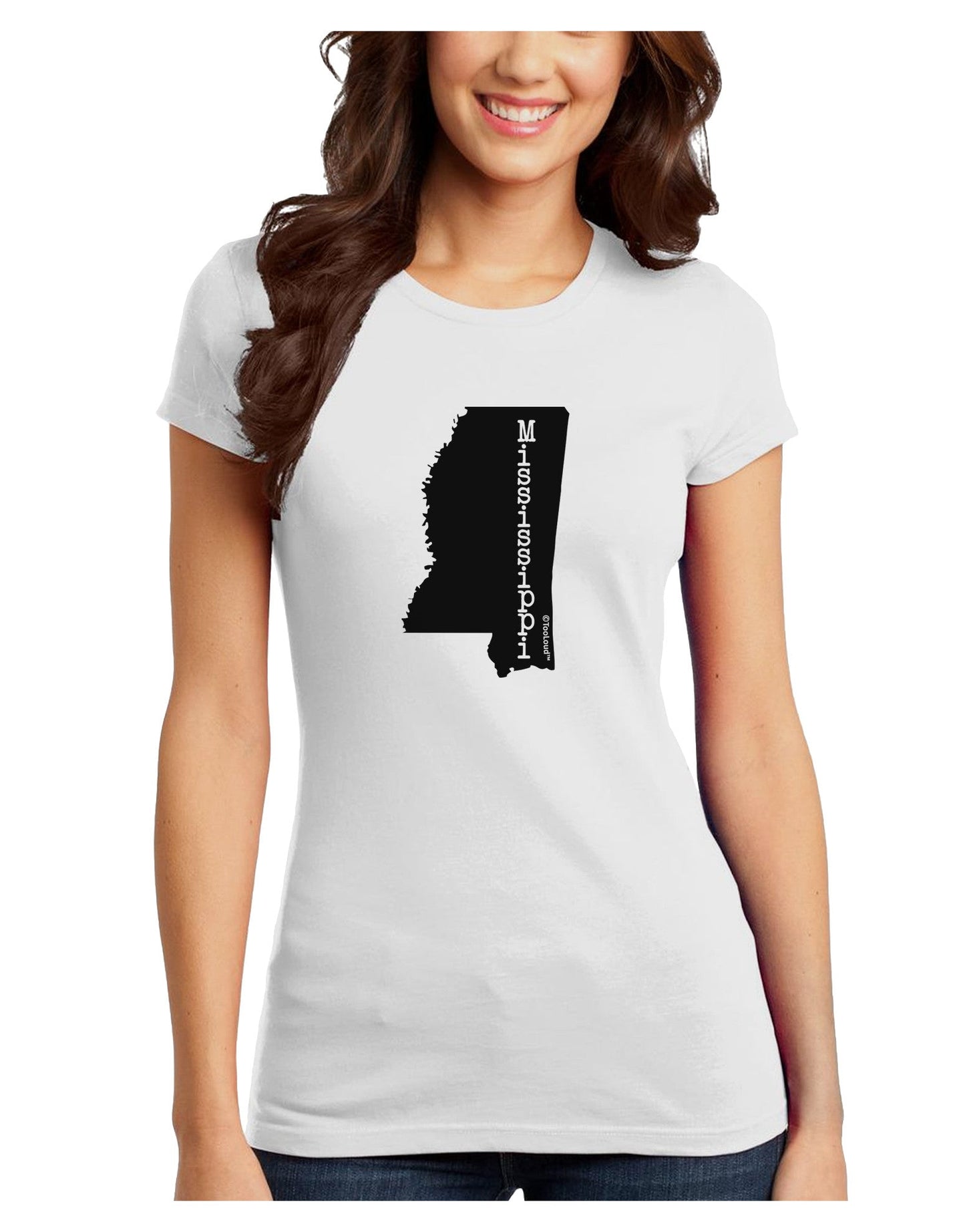 Mississippi - United States Shape Juniors T-Shirt-Womens Juniors T-Shirt-TooLoud-White-Juniors Fitted X-Small-Davson Sales