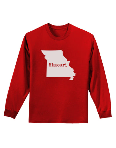 Missouri - United States Shape Adult Long Sleeve Dark T-Shirt-TooLoud-Red-Small-Davson Sales