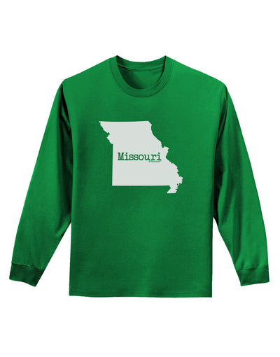 Missouri - United States Shape Adult Long Sleeve Dark T-Shirt-TooLoud-Kelly-Green-Small-Davson Sales