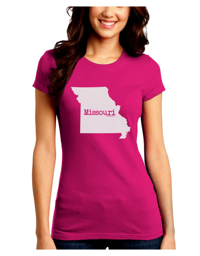 Missouri - United States Shape Juniors Crew Dark T-Shirt-T-Shirts Juniors Tops-TooLoud-Hot-Pink-Juniors Fitted Small-Davson Sales