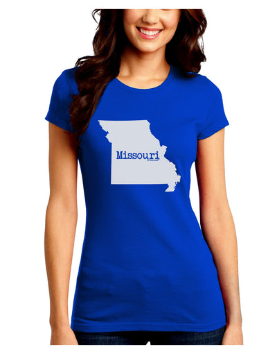 Missouri - United States Shape Juniors Crew Dark T-Shirt-T-Shirts Juniors Tops-TooLoud-Royal-Blue-Juniors Fitted Small-Davson Sales