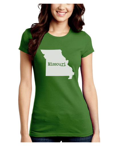 Missouri - United States Shape Juniors Crew Dark T-Shirt-T-Shirts Juniors Tops-TooLoud-Kiwi-Green-Juniors Fitted Small-Davson Sales