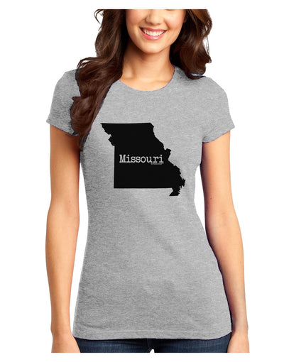 Missouri - United States Shape Juniors T-Shirt-Womens Juniors T-Shirt-TooLoud-Ash-Gray-Juniors Fitted X-Small-Davson Sales