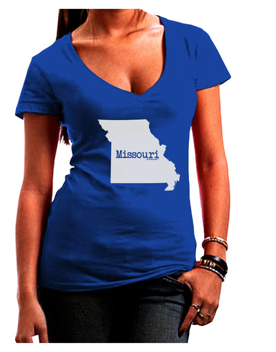 Missouri - United States Shape Juniors V-Neck Dark T-Shirt-Womens V-Neck T-Shirts-TooLoud-Royal-Blue-Juniors Fitted Small-Davson Sales