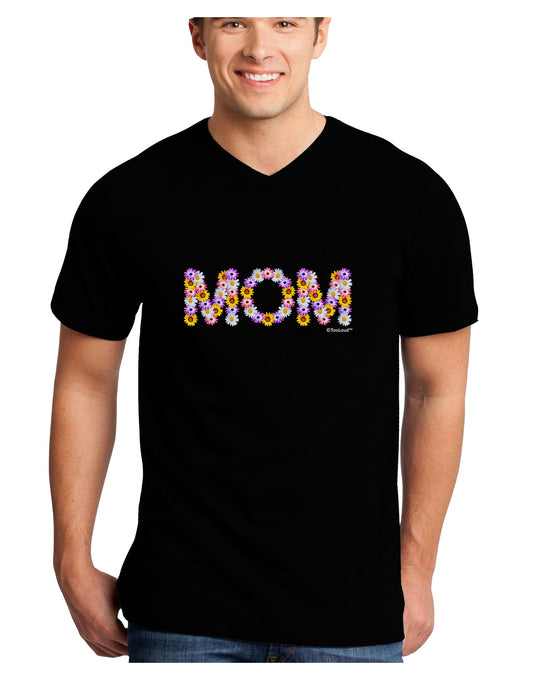 Mom Flowers Design Adult Dark V-Neck T-Shirt by TooLoud-Mens V-Neck T-Shirt-TooLoud-Black-Small-Davson Sales