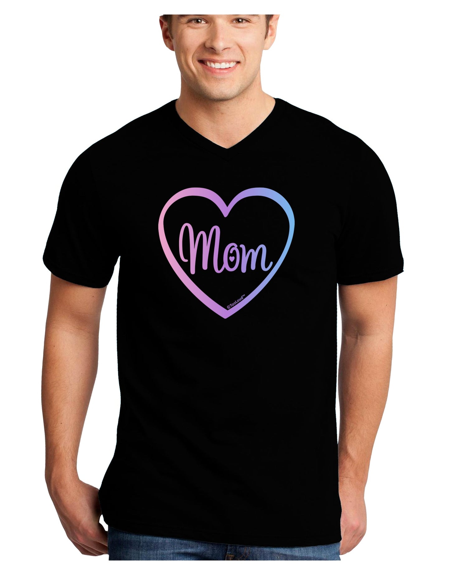Mom Heart Design - Gradient Colors Adult Dark V-Neck T-Shirt by TooLoud-Mens V-Neck T-Shirt-TooLoud-Black-Small-Davson Sales