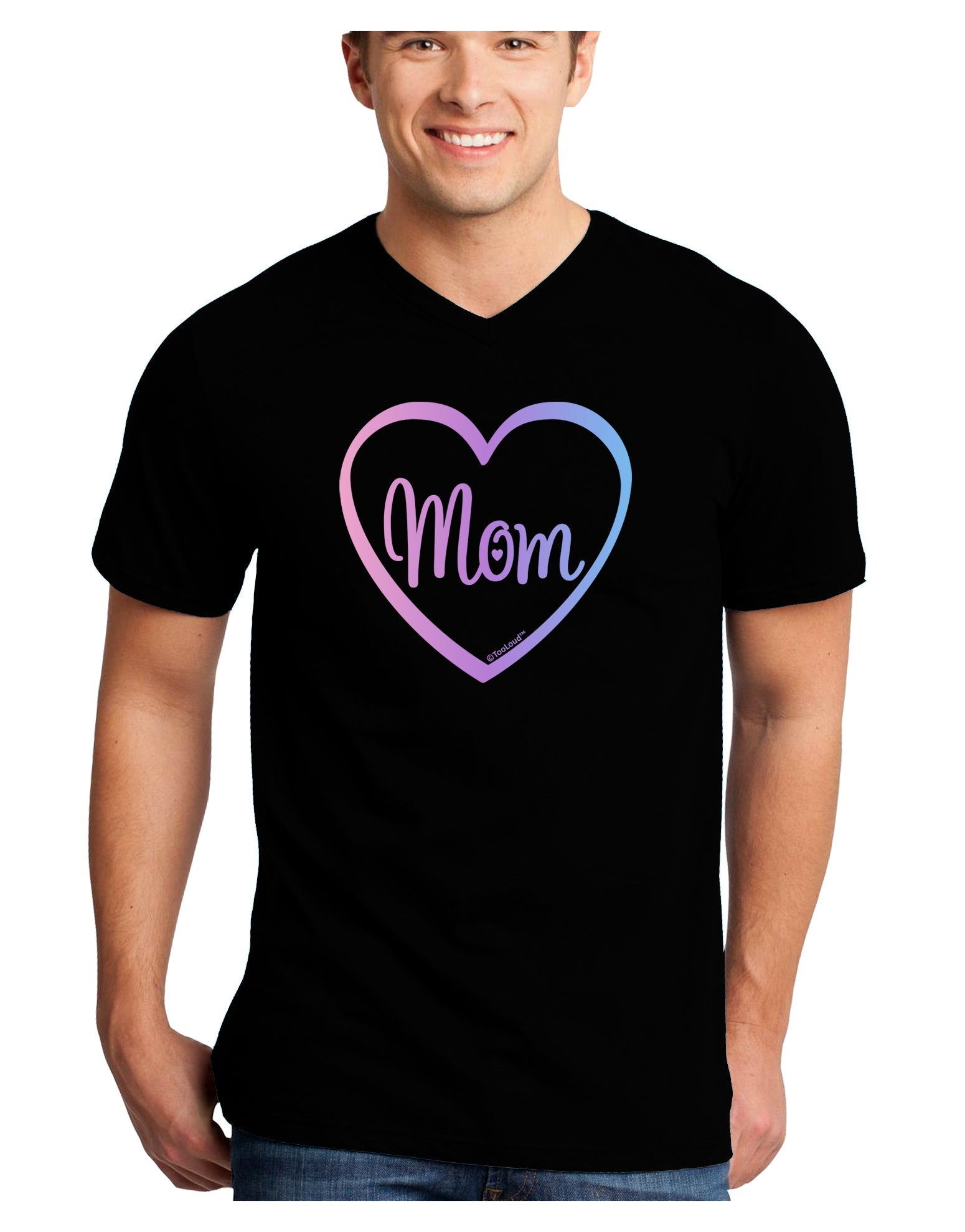 Mom Heart Design - Gradient Colors Adult Dark V-Neck T-Shirt by TooLoud-Mens V-Neck T-Shirt-TooLoud-Black-Small-Davson Sales