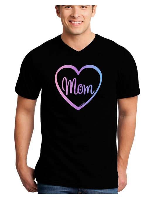 Mom Heart Design - Gradient Colors Adult Dark V-Neck T-Shirt by TooLoud-Mens V-Neck T-Shirt-TooLoud-Black-Small-Davson Sales
