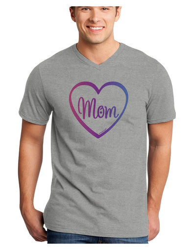 Mom Heart Design - Gradient Colors Adult V-Neck T-shirt by TooLoud-Mens V-Neck T-Shirt-TooLoud-HeatherGray-Small-Davson Sales