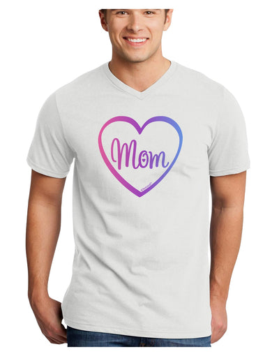 Mom Heart Design - Gradient Colors Adult V-Neck T-shirt by TooLoud-Mens V-Neck T-Shirt-TooLoud-White-Small-Davson Sales